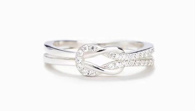 Knot-Tied Silver Sterling Plated Friendship Ring - 2 Colours