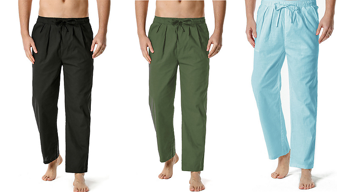 Men's Summer Cotton Elastic Waist Trousers - 6 Colours & 4 Sizes
