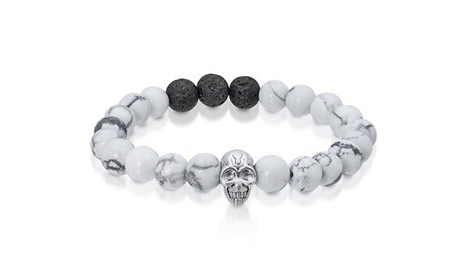 Howlite Men's Lava Skull Bracelet