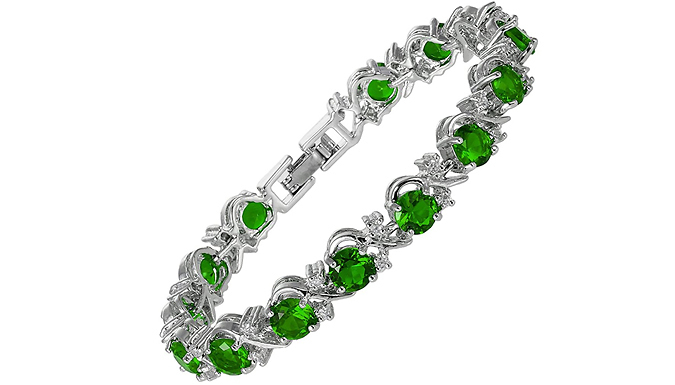 Green Gemstone & Created Diamond Tennis Bracelet