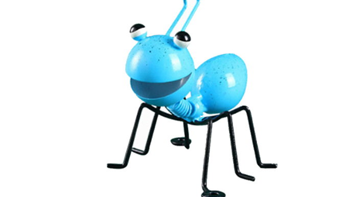 1 or 4 Metal Happy Ant Decorations - 4 Colours