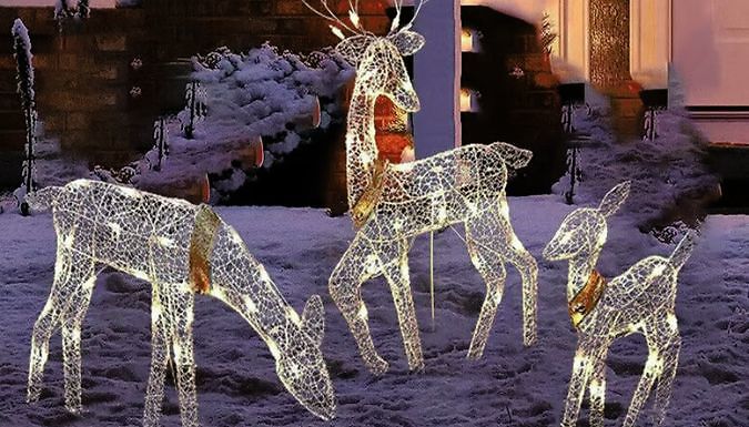 1 or 3 Light-Up Reindeer Garden Ornaments! - 3 Sizes