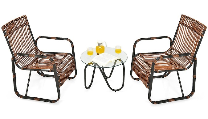3-Piece Rattan Bistro Furniture Set