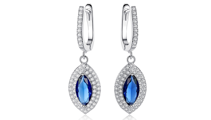 Simulated Sapphire Marquise-Cut Earrings