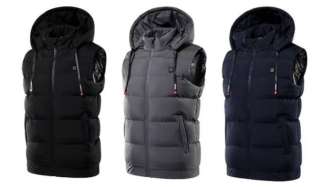 9-Area USB Heated Hooded Gilet - 3 Colours & 6 Sizes