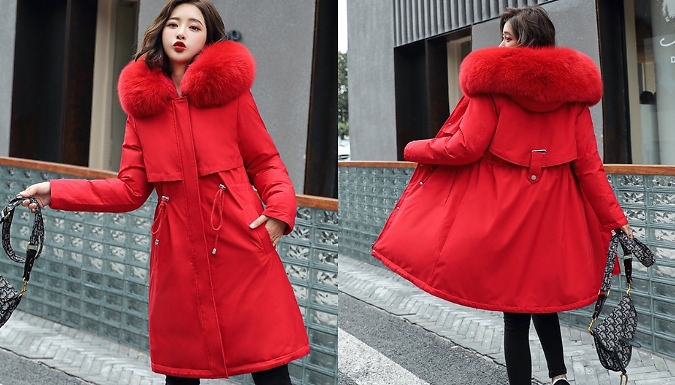 Women's Fleece-Lined Oversized Hooded Jacket - 5 Colours & 8 Sizes