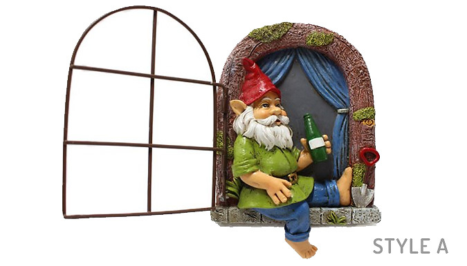 Mini Garden Gnome Window Resin Statues - 2 Designs