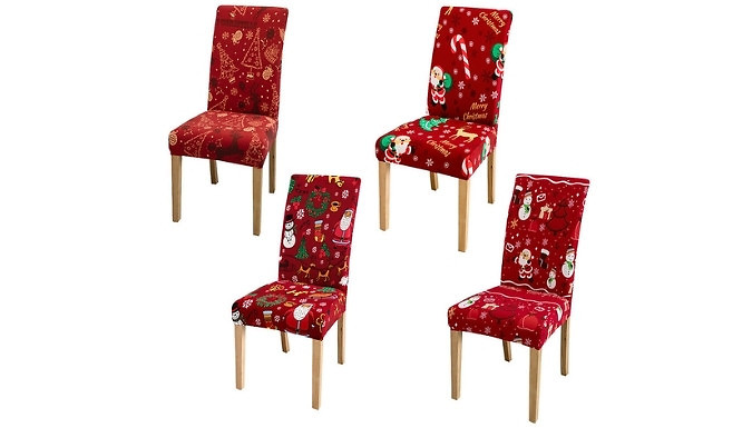 4-Pack of Christmas Dining Chair Covers - 4 Designs