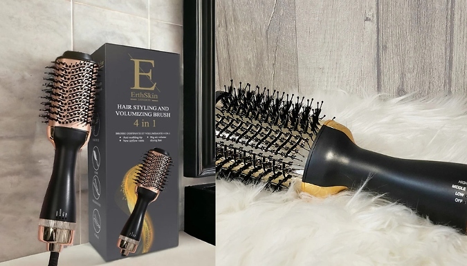 4-in-1 Hair Styling & Volumising Brush - Straightening, Curling & More!