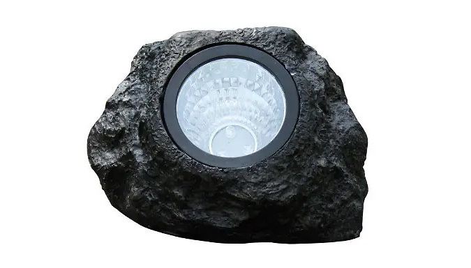 1, 2 or 4 Solar-Powered Faux Stone Outdoor Lamps - 2 Colours