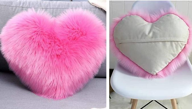 Fluffy Heart Shaped Pillow - 8 Colours