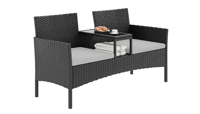 2-Seater Garden Rattan Loveseat - 4 Colours!