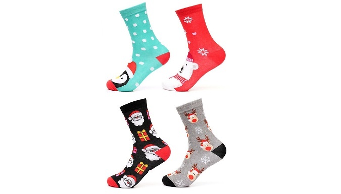 4-Pack of Novelty Christmas Socks