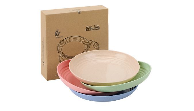 4-Pack of Wheat Plastic Dinner Plates - 3 Sizes