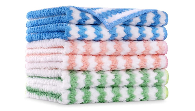 6 or 12 Pack of Microfibre Cloths - 3 Colours