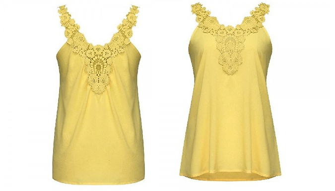 Women's Lace Stitched Summer Top - White, Yellow, Blue or Orange