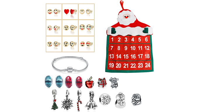 24-Piece Christmas Advent Calendar Jewellery Set - 2 Options