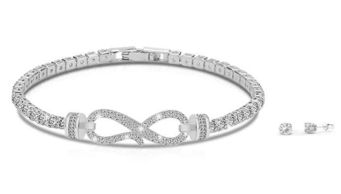 Infinity Tennis Bracelet & Earring Set with Swarovski Elements - 2 Gift Box Options