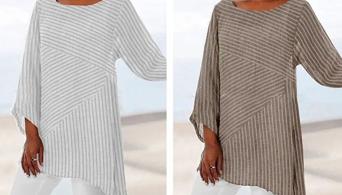 Summer Striped Asymmetric Blouse - 6 Sizes and Colours from Go Groopie IE