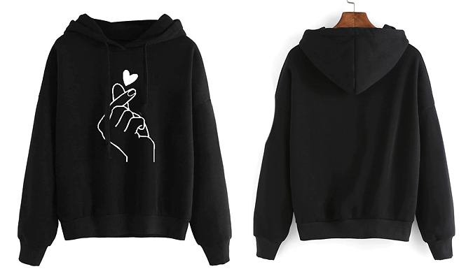 Love Heart Hand Hoodie – 5 Colours & 6 Sizes Deal Price £14.99