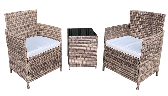 Rattan Bistro Armchairs & Side Table Set - 2 Colours