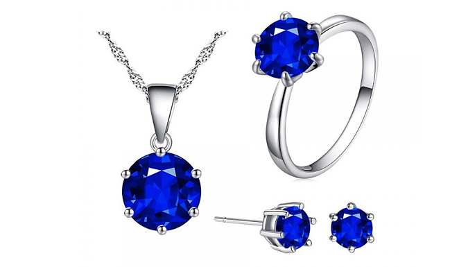 3-Piece Solitaire Jewellery Set With Crystals From Swarovski - 3 Colours