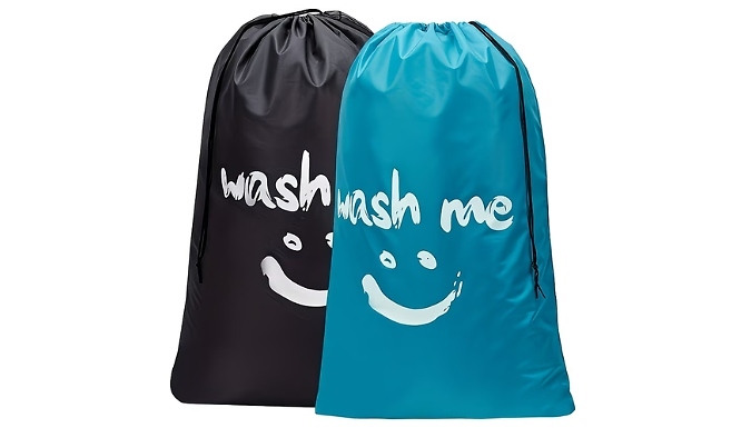 2-Pack of 'Wash Me' Drawstring Laundry Bags