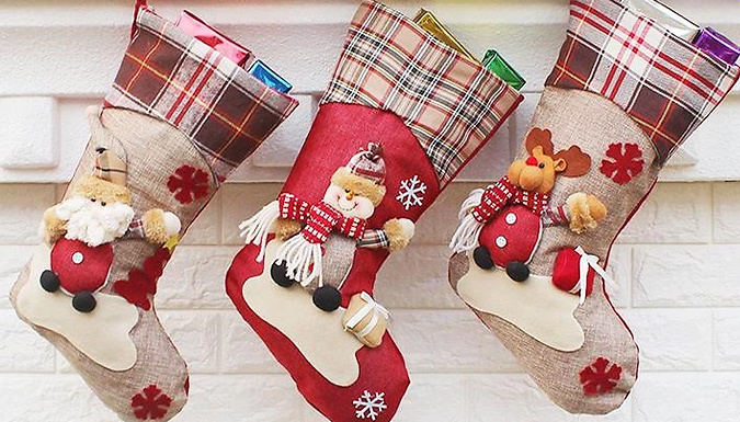 Set of 3 Christmas Stocking Hanging Decorations