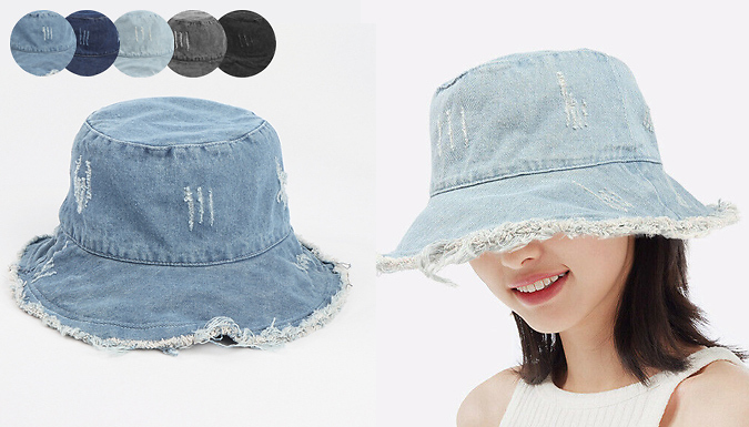 Pollyjoy Distressed Denim Bucket Hat - 5 Colours