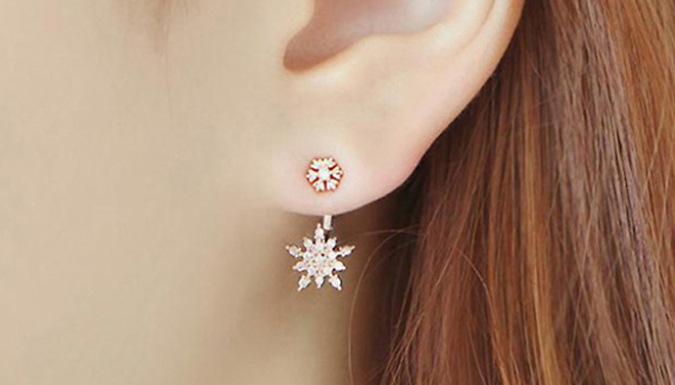 Flower Double-Drop Crystal Earrings