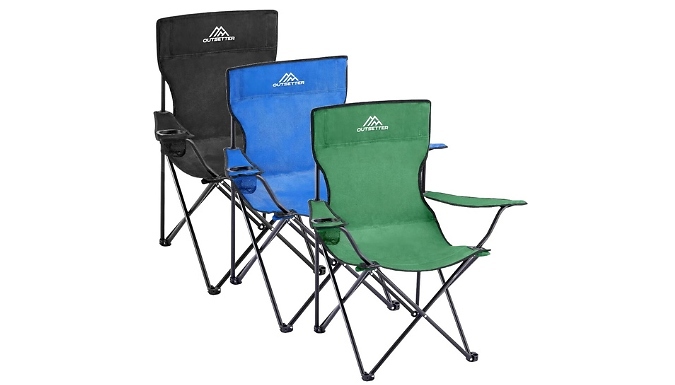 Foldable Camping Chair with Cup Holder & Side Pocket - 3 Colours