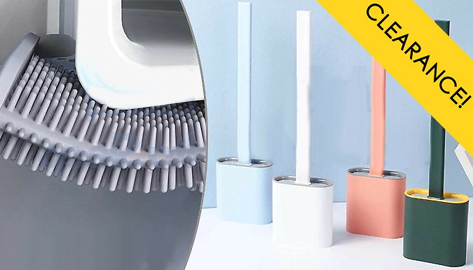 Shop-Story 1 or 2-Pack of Flexible Silicone Toilet Brushes With Holders - 4 Colours