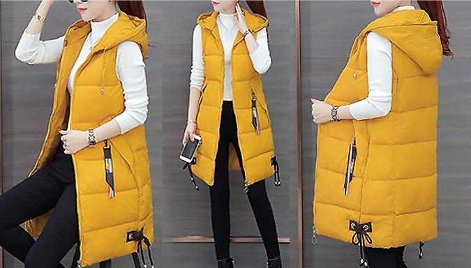 Women's Long Sleeveless Winter Coat - 5 Sizes & 5 Colours at Go Groopie IE