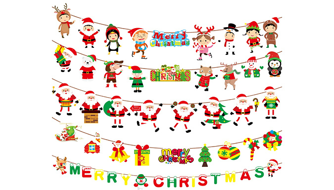 Christmas Bunting Decoration Flags - 8 Designs