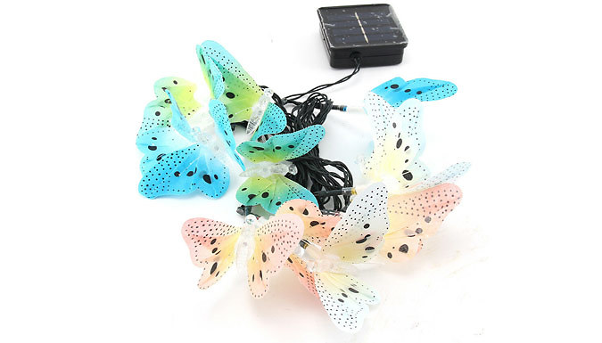 12-Pack of Butterfly Solar Powered LED String Lights