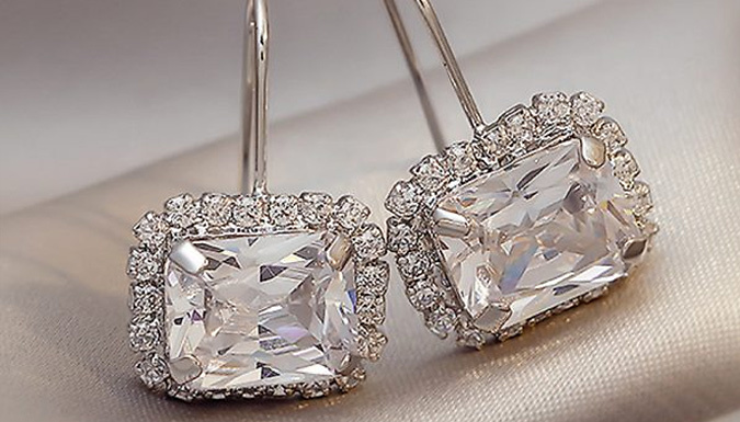 Faux Diamond Drop Earrings - 2 Colours