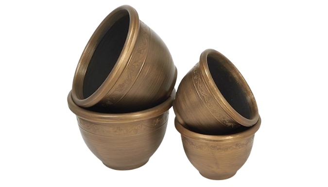 Set of 4 Antique-Effect Garden Planters