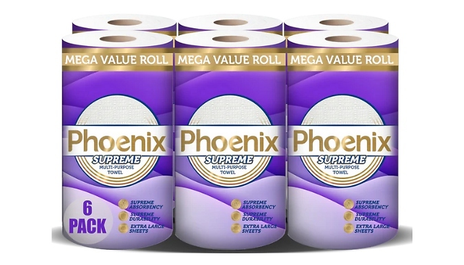 Phoenix Supreme Multi-Purpose TAD Kitchen Roll - 6 to 24 Rolls!