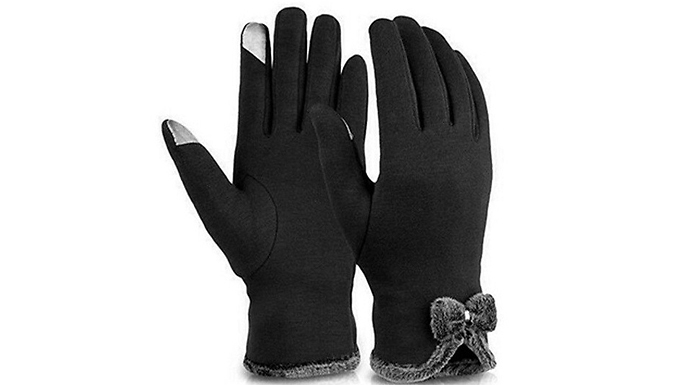 Women's Touchscreen Faux Fur Trim Gloves - 5 Colours