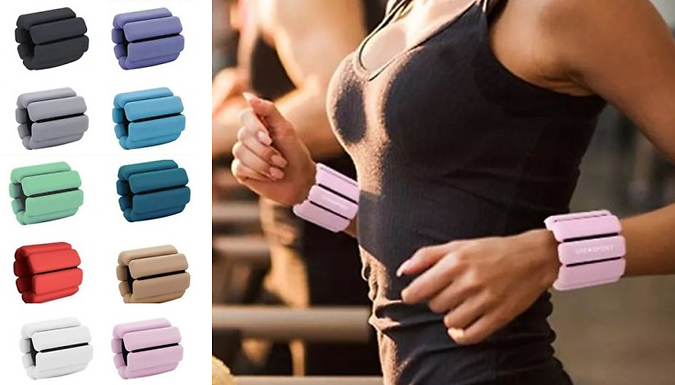 Supertrendinuk Pair of Silicone Adjustable Fitness Wrist or Ankle Weights - 10 Colours