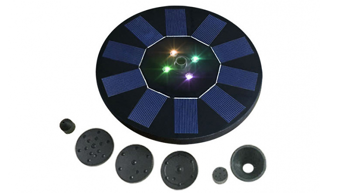 Solar Water Fountain Pump with Multicoloured LED Lights - 2 Sizes