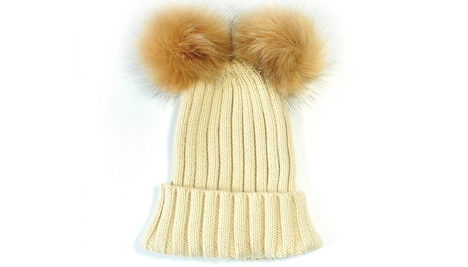 Winter Knitted Double Bobble Hat - 4 Colours & Child or Adult Sizes from Go Groopie