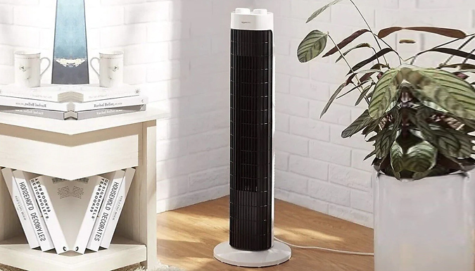 Amazon Basics Oscillating 3-Speed Tower Fan with Timer