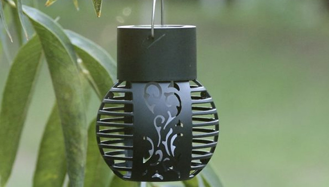 1, 2, or 4 Mini Solar Faux Flame Hanging LED Lanterns