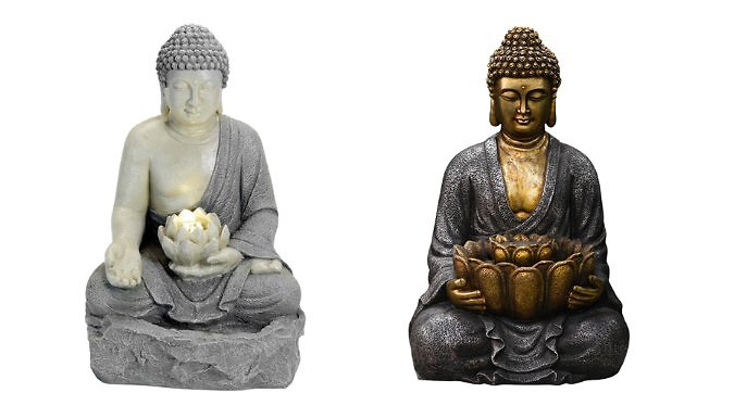 Sitting Buddha Water Feature - Gold or Grey