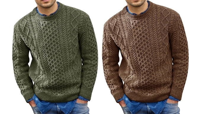 Men's Cable Knit Pullover Sweater - 6 Colours, 4 Sizes!