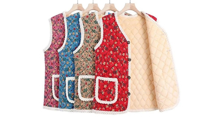 Women’s Fleece-Lined Thermal Printed Vest - 6 Colours, 5 Sizes!