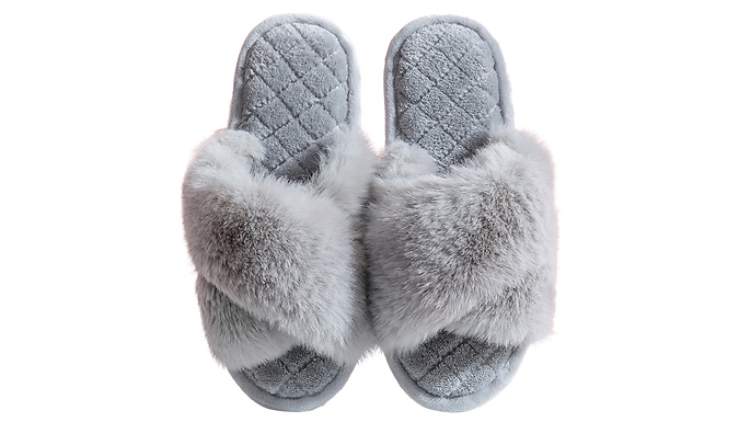 Cosy Cross Plush Slippers - 4 Colours & 3 Sizes at Go Groopie