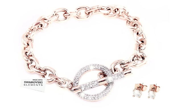 Jorla Bracelet & Earrings Gift Set - Encrusted with Crystals from Swarovski!