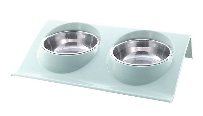 Stainless Steel Double Pet Bowls - 2 Colours & 2 Sizes